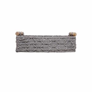 Cesta Rectangular Azas De Madera Con Tejido Gris FREE HOME Unidad