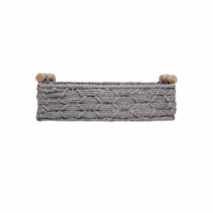 Cesta Rectangular Azas De Madera Con Tejido Gris FREE HOME Unidad