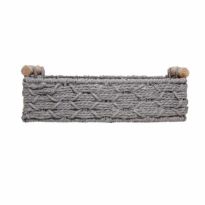 Cesta Rectangular Azas De Madera Con Tejido Gris FREE HOME Unidad