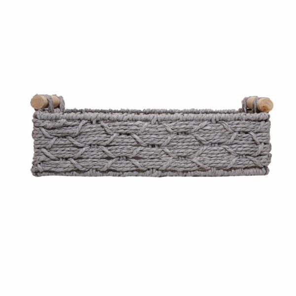 Cesta Rectangular Azas De Madera Con Tejido Gris FREE HOME Unidad