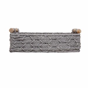 Cesta Rectangular Azas De Madera Con Tejido Gris FREE HOME Unidad