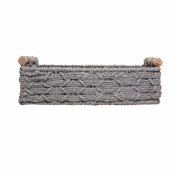 Cesta Rectangular Azas De Madera Con Tejido Gris FREE HOME Unidad
