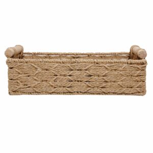 Cesta Rectangular Azas De Madera Con Tejido Café FREE HOME Unidad