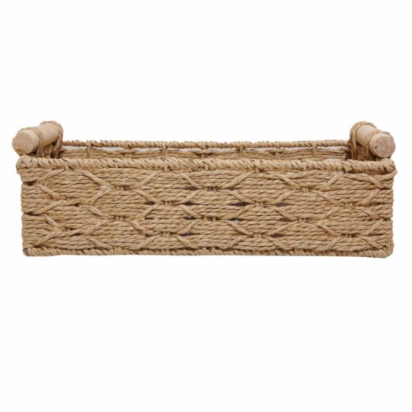 Cesta Rectangular Azas De Madera Con Tejido Café FREE HOME Unidad