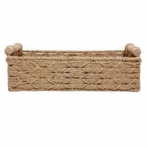 Cesta Rectangular Azas De Madera Con Tejido Café FREE HOME Unidad
