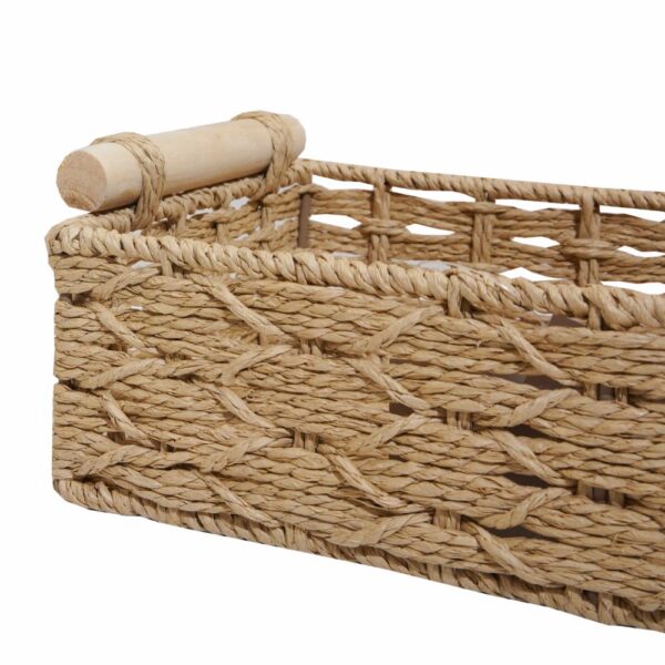 Cesta Rectangular Azas De Madera Con Tejido Café FREE HOME Unidad - Imagen 2