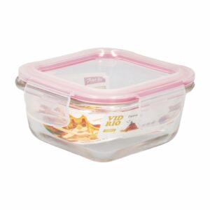 Repostero Refractario Hermético De Vidrio Cuadrado Rojo DELIGHT KING 320 Ml
