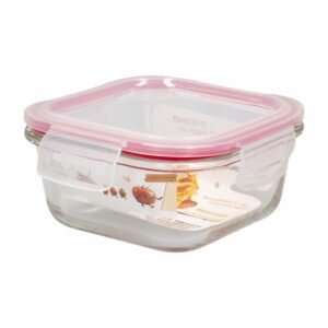 Repostero Refractario Hermético De Vidrio Cuadrado Rojo DELIGHT KING 520 Ml