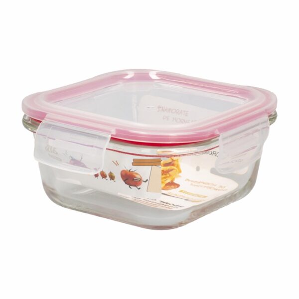 Repostero Refractario Hermético De Vidrio Cuadrado Rojo DELIGHT KING 520 Ml