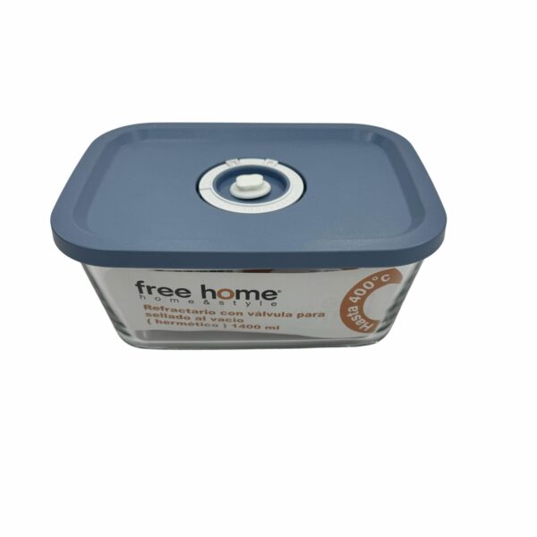 Repostero Refractario Con Válvula Y Fecha Celeste FREE HOME 1400 Ml - Imagen 2