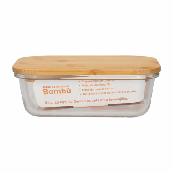 Repostero Refractario Con Tapa Bamboo FREE HOME 650 Ml - Imagen 2