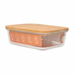 Repostero Refractario Con Tapa Bamboo FREE HOME 1 Litro