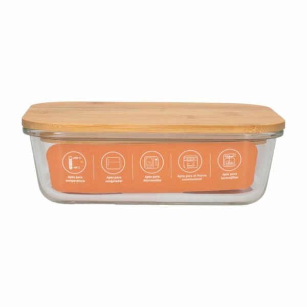 Repostero Refractario Con Tapa Bamboo FREE HOME 1 Litro - Imagen 2