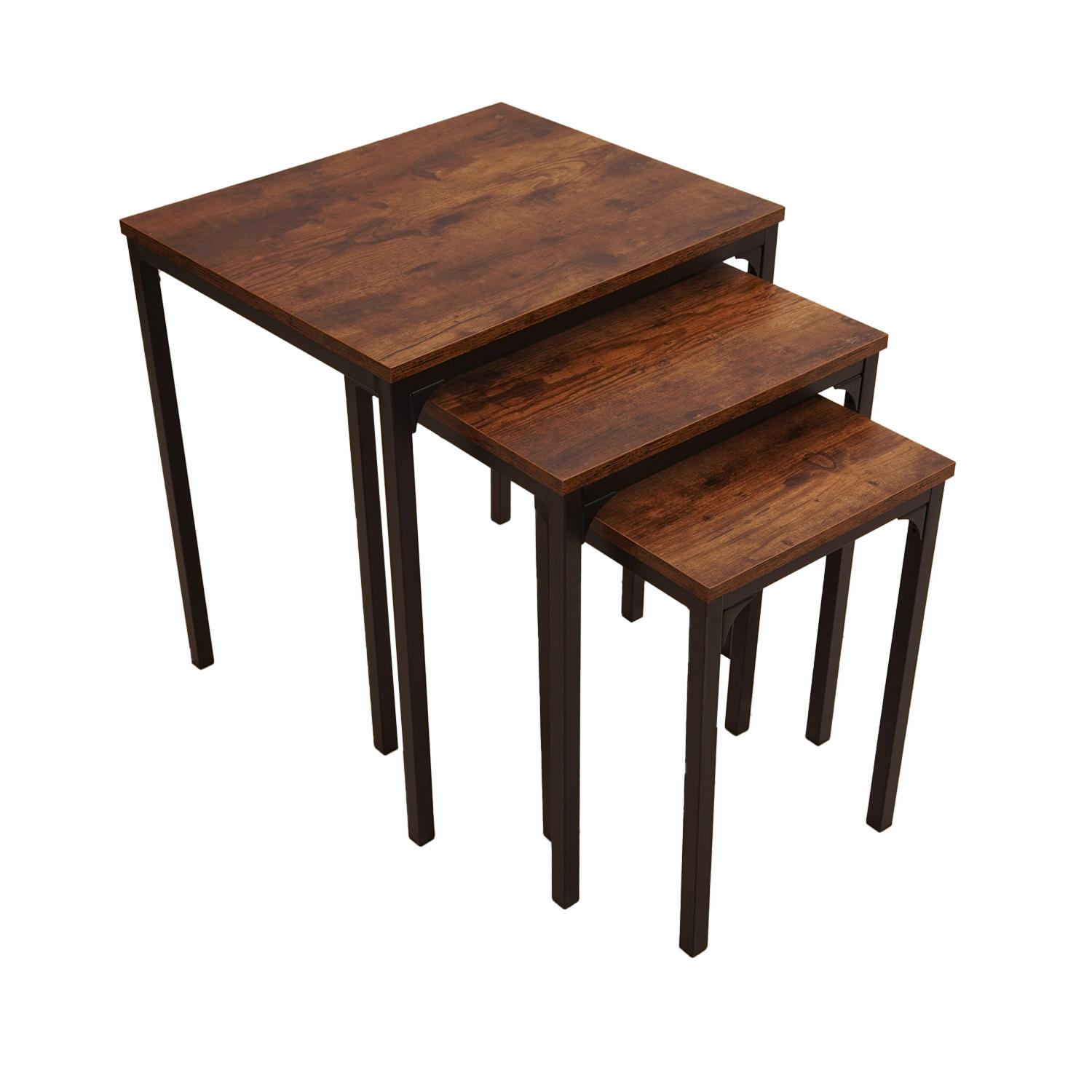 Mesas Auxiliares De Madera Y Soporte De Metal Para Decoración FUJIAN X 3 Uds - Imagen 2