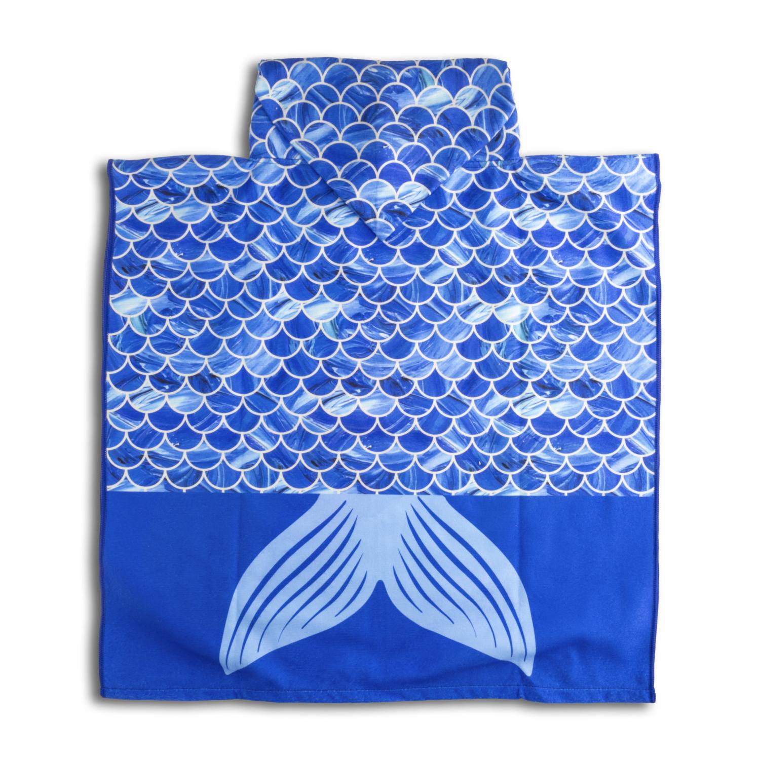 Toalla De Playa Sirena Azul Con Capucha TOP KIDS Poliéster Y Algodón - Imagen 2