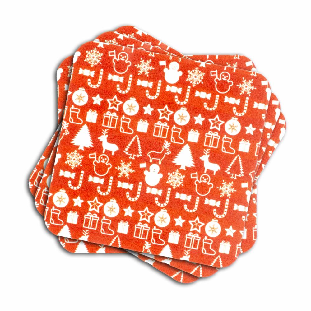 Set De Individuales Rojo Figuras Navideñas JOY Unidad - Imagen 2