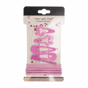 Kit Para Cabello De Ligas Y Vinchas Rosadas HAIR WITH FLAIR 13 Piezas