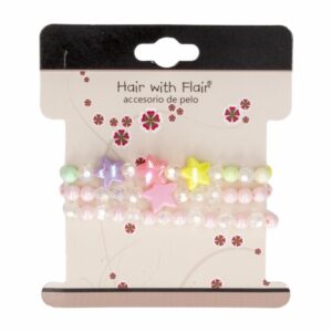 Pulseras De Niñas Con Perlitas Y Florecitas HAIR WITH FLAIR X3 Uds