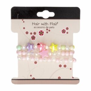 Pulseras De Niñas Con Perlitas Y Florecitas HAIR WITH FLAIR X3 Uds