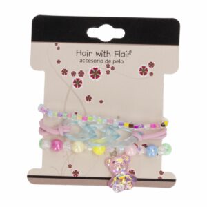 Pulsera Para Niñas Diseño Osito Rosado HAIR WITH FLAIR 3 Piezas