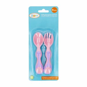 Set De Cubiertos Infantil Plástico Rosado BORN Unidad