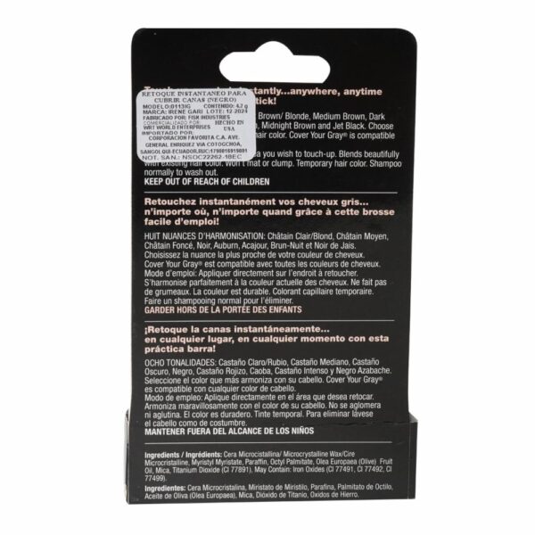 Maquillaje De Canas Cover Your Gray Stick Negro Mujer IRENE GARI 1 G - Imagen 2