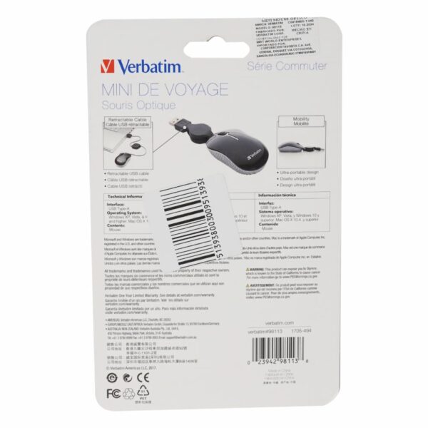 Mouse Optical Negro VERBATIM Con Cable - Imagen 2