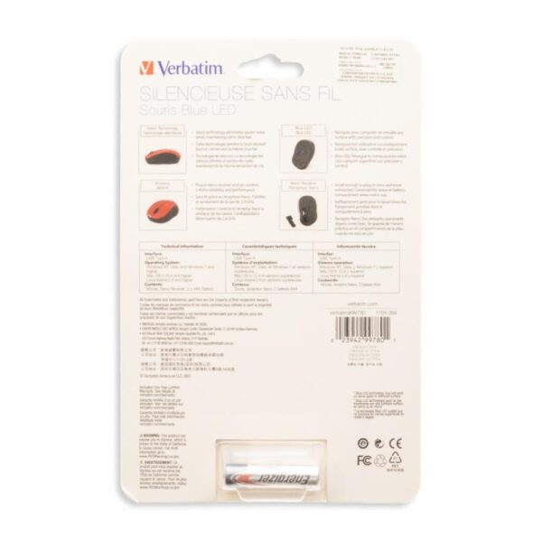 Mouse Silent Blue Led Red VERBATIM Wireless - Imagen 2