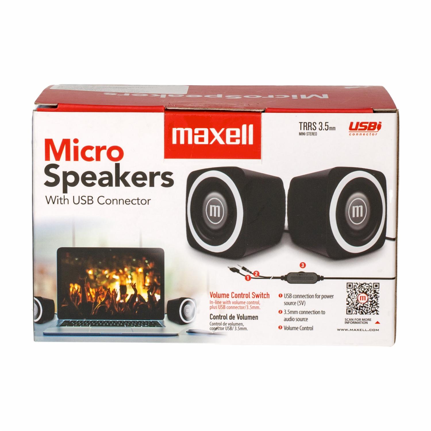 Micro Parlantes SS-120 USB MAXELL Negro Con Blanco - Imagen 5