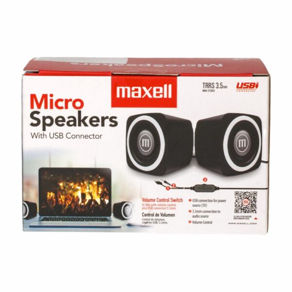 Micro Parlantes SS-120 USB MAXELL Negro Con Blanco - Imagen 5