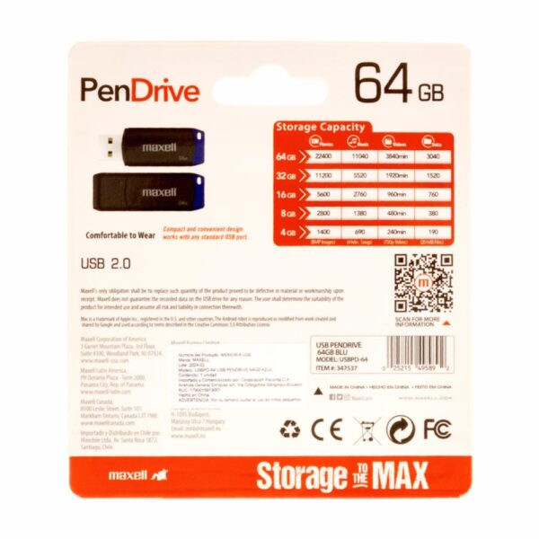 Memoria Usb Blue MAXELL 64gb - Imagen 2