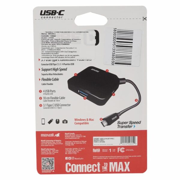 Adaptador USB 3.0 Cubo Tipo C MAXELL Unidad - Imagen 2