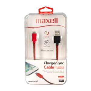 Cable Lightning Trenzado Negro Con Rojo MAXELL 3 Metros