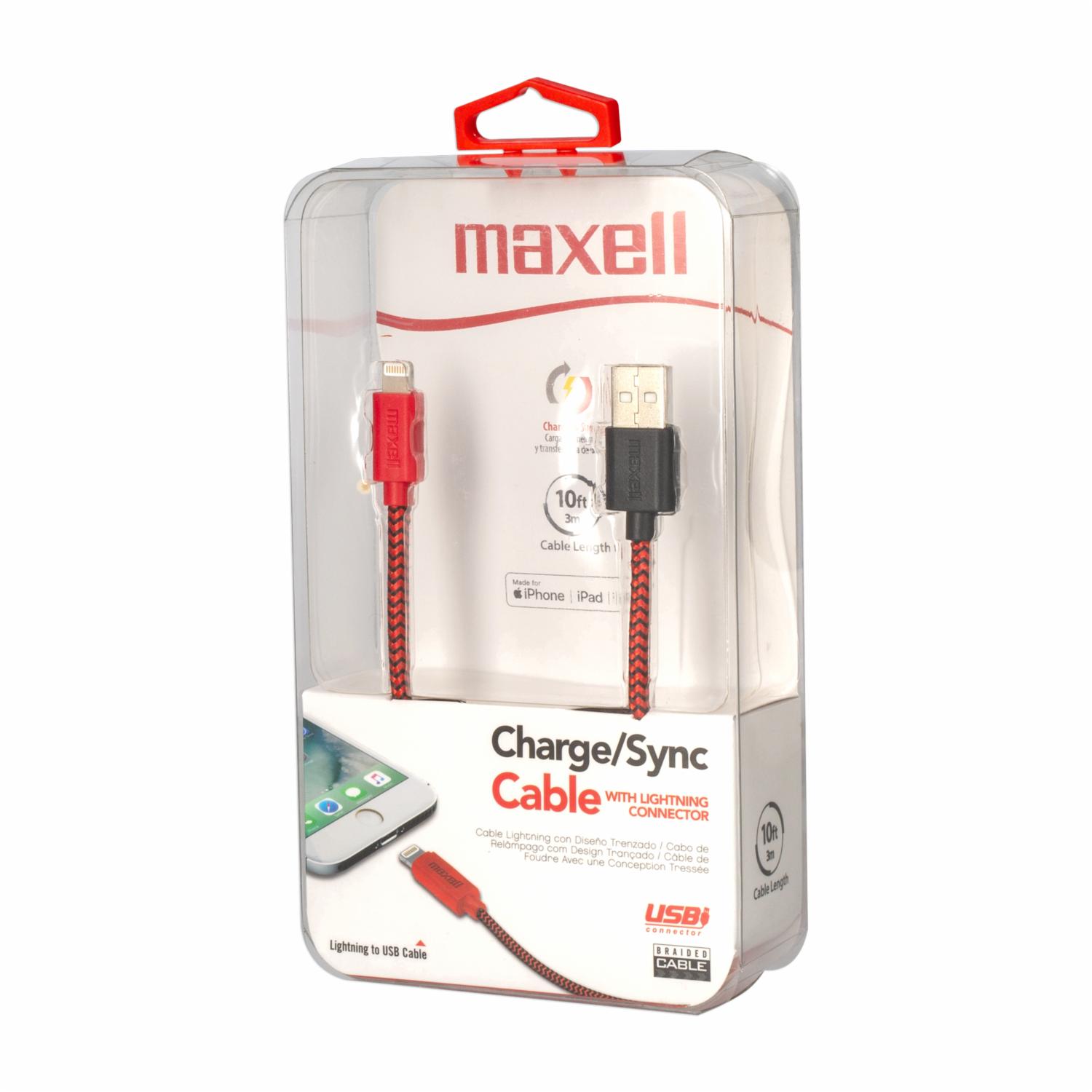 Cable Lightning Trenzado Negro Con Rojo MAXELL 3 Metros - Imagen 4
