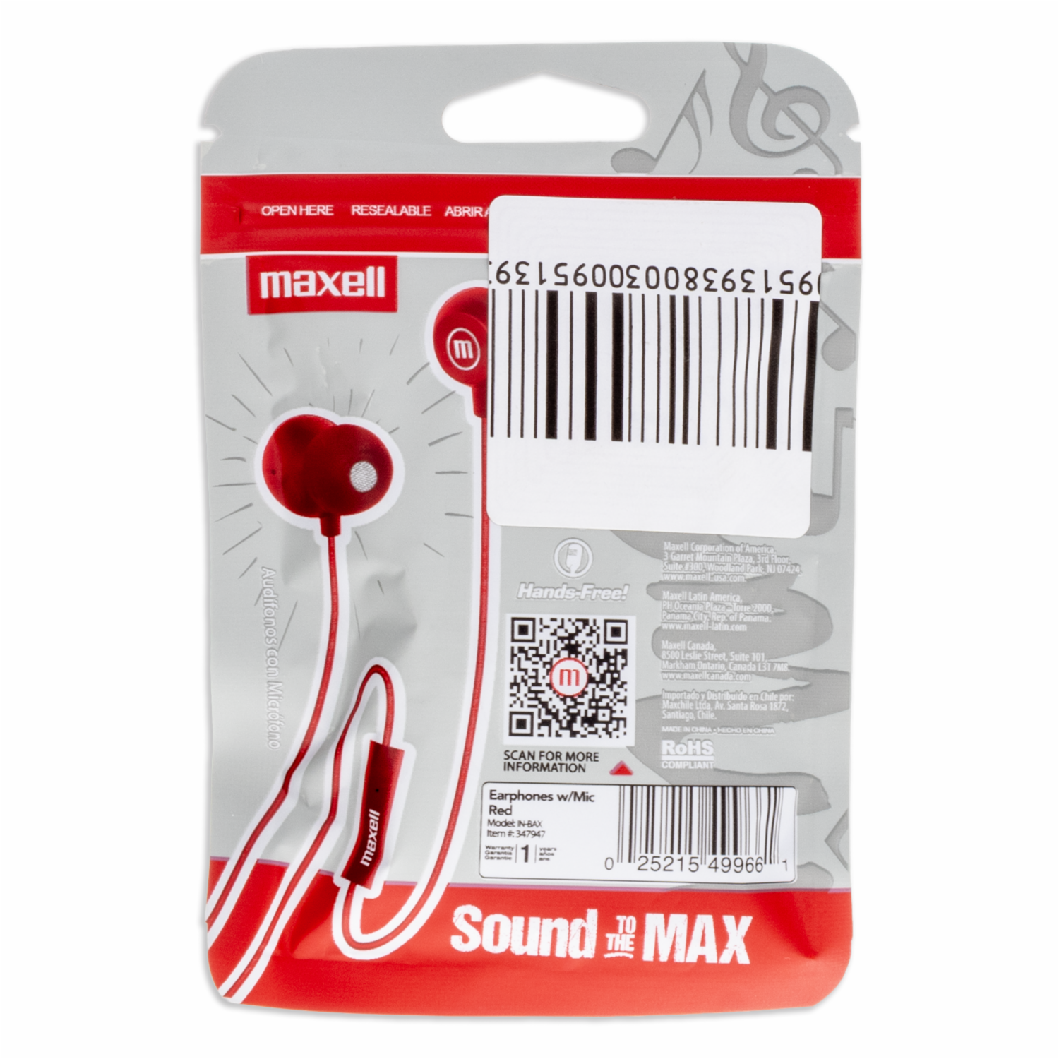 Audífonos Manos Libres Con Micrófono Inbax MAXELL Rojo - Imagen 4