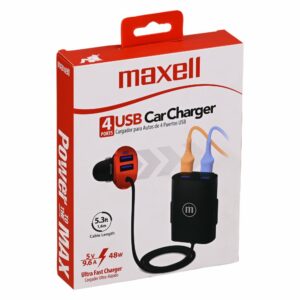 Cargador De Auto Usb 4 Puertos 2.4A A - 2.4A MAXELL Unidad