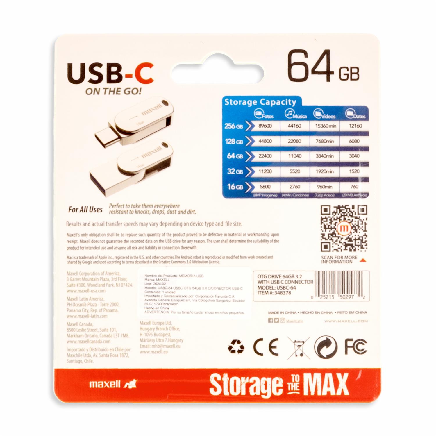 Memoria Usb Tipo C Blanca MAXELL 64 Gb - Imagen 2