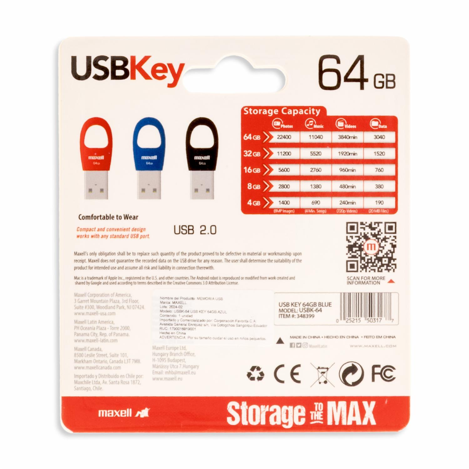 Memoria Usb Tipo 2.0 Porta Llaves MAXELL 64 Gb - Imagen 2