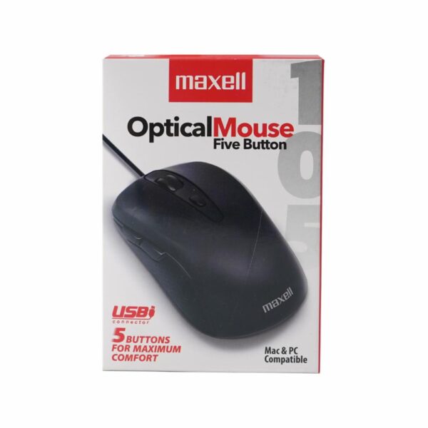 Mouse 5 Botones Mowr-105 Optical Negro MAXELL Con Cable - Imagen 3