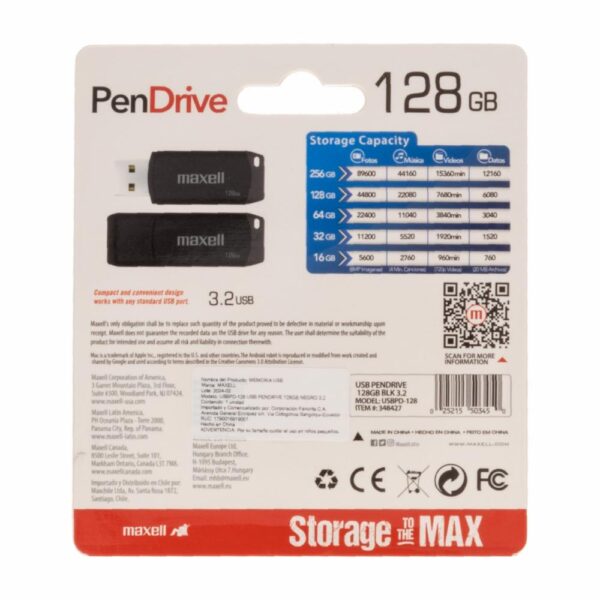 Memoria Usb Black MAXELL 128gb - Imagen 2