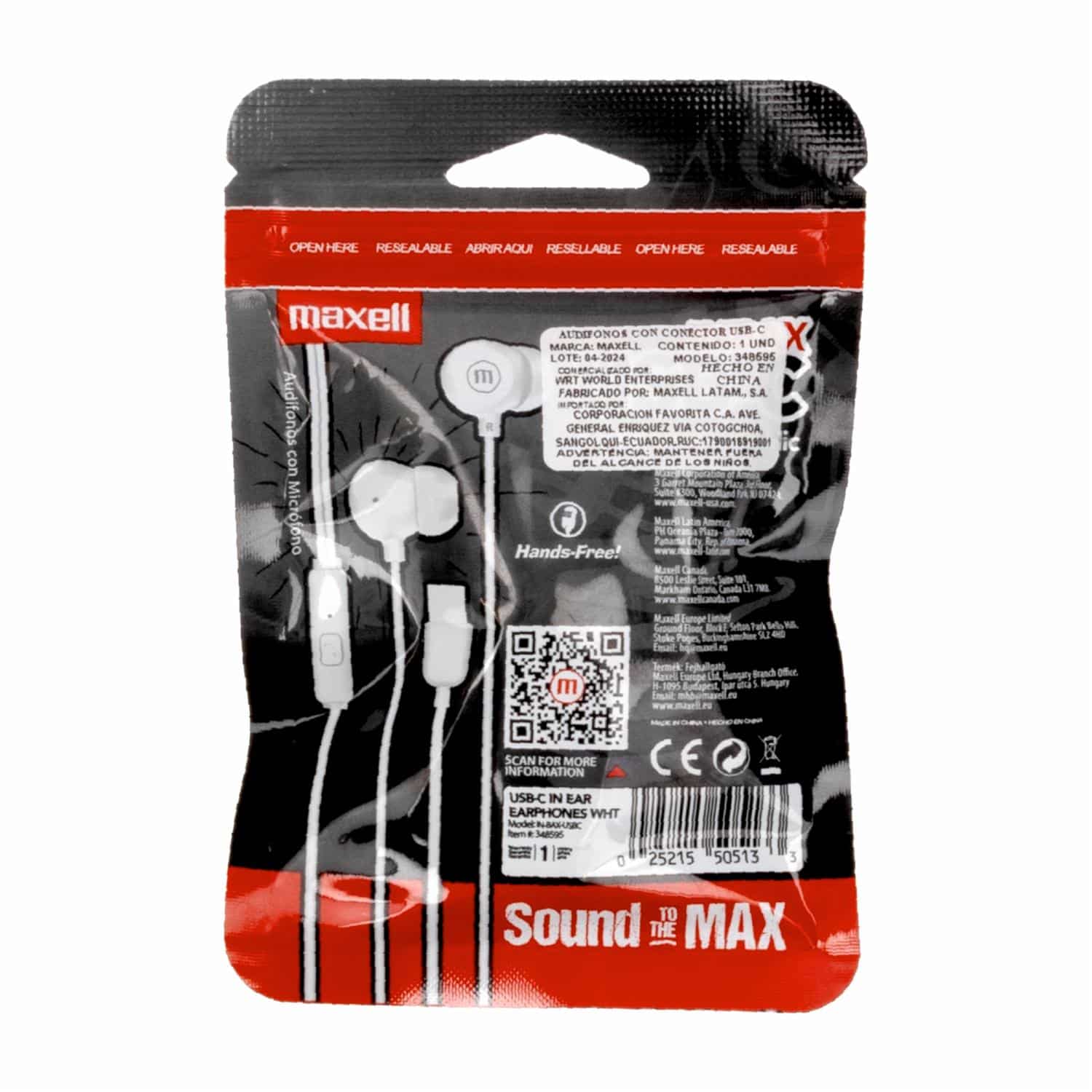Audífonos In Bax Usb C 348595 MAXELL Con Cable - Imagen 2