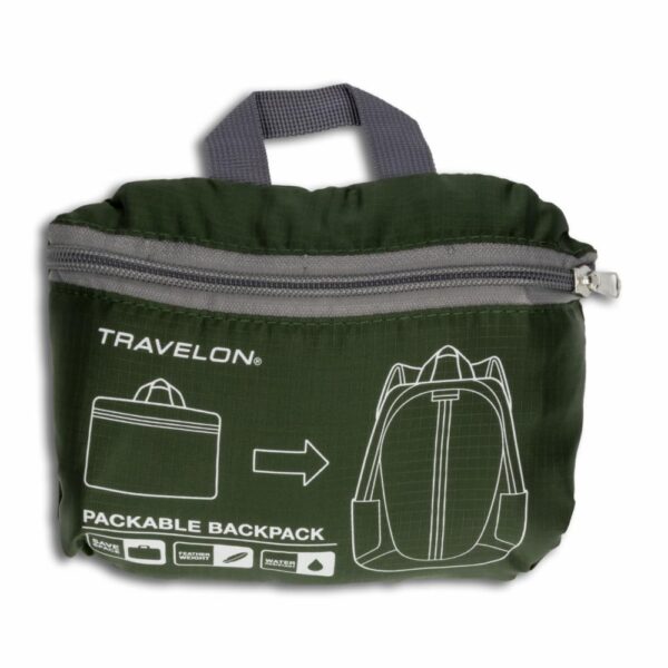 Mochila Deportiva Colapsable Color Verde TRAVELON Unidad - Imagen 2