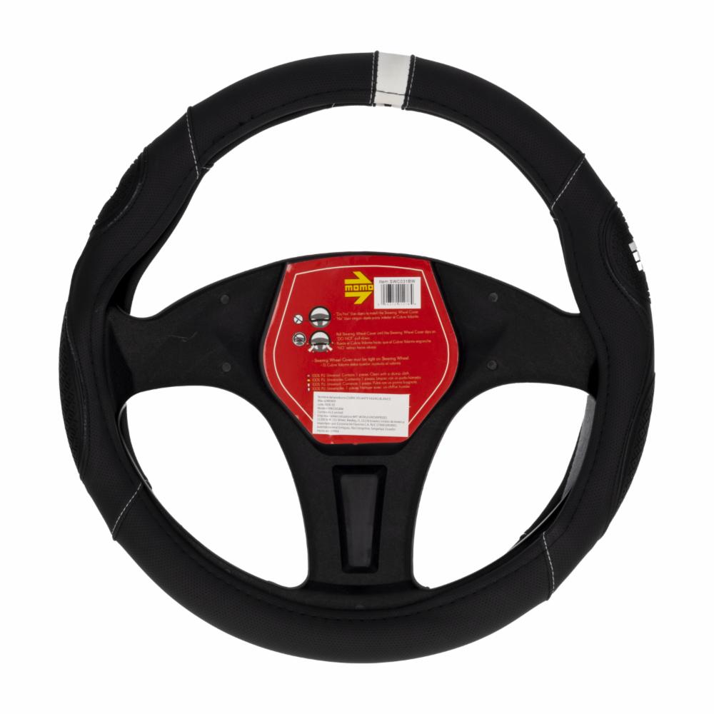 Cubre Volante Diseño Negro Gris 20 MOMO Unidad - Imagen 2