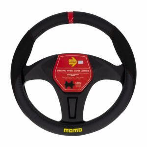 Cubre Volante Diseño Alcántara Negro Rojo 10 MOMO Unidad