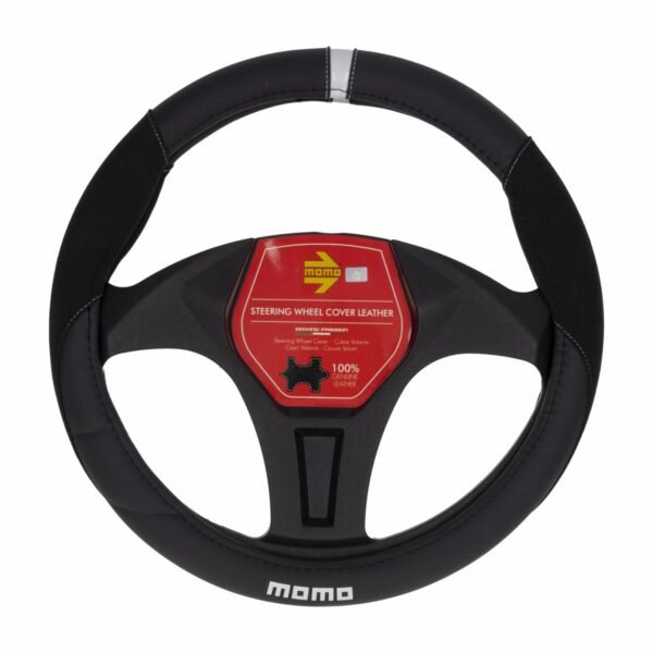 Cubre Volante Diseño Alcántara Negro Blanco 10 MOMO Unidad