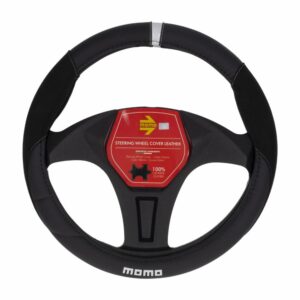 Cubre Volante Diseño Alcántara Negro Blanco 10 MOMO Unidad