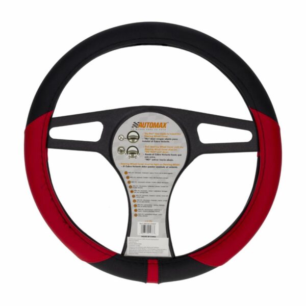 Cubre Volante Negro Rojo 08 AUTOMAX Unidad - Imagen 2
