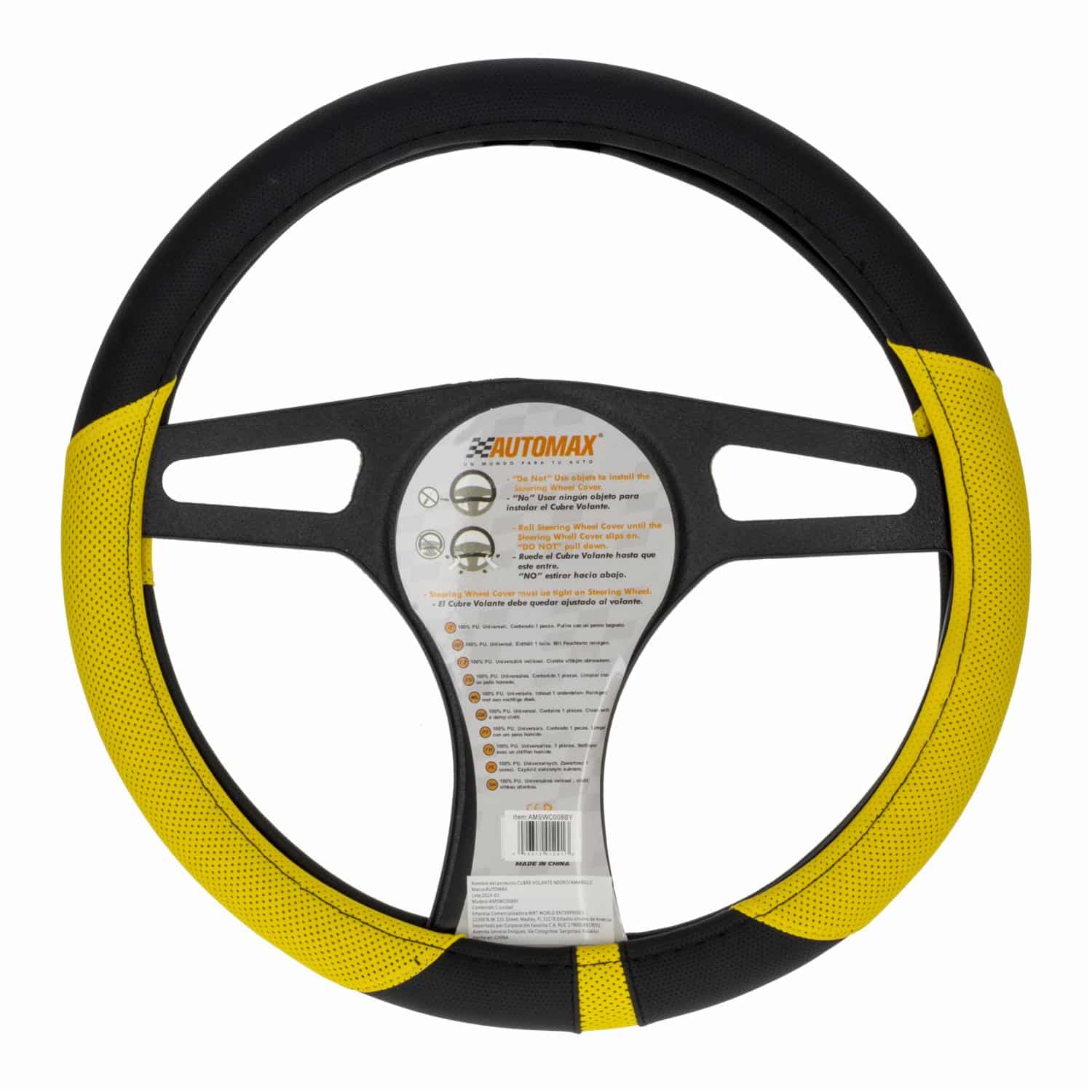 Cubre Volante Negro Amarillo 08 AUTOMAX Unidad - Imagen 2