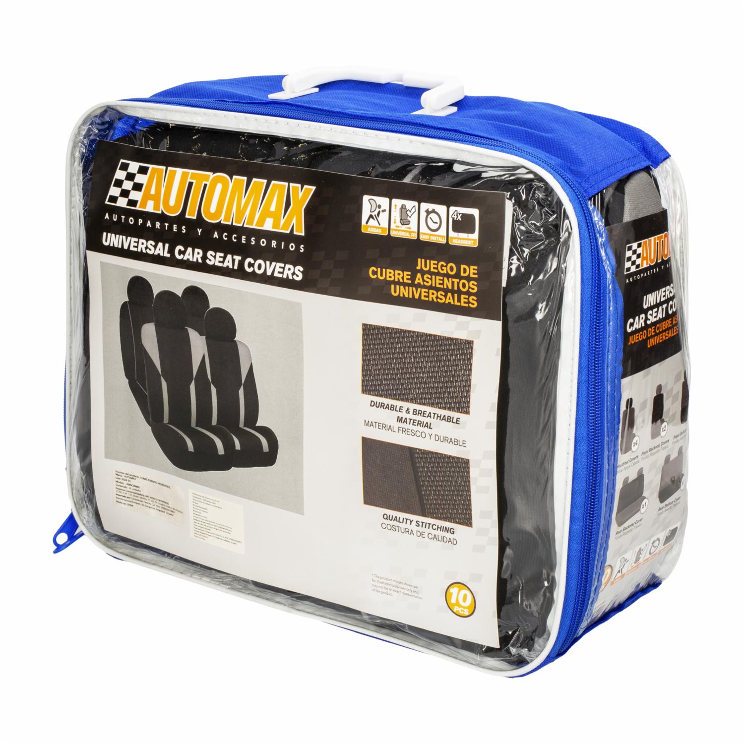 Cubre Asiento Negro  Gris 08 AUTOMAX 10 Piezas
