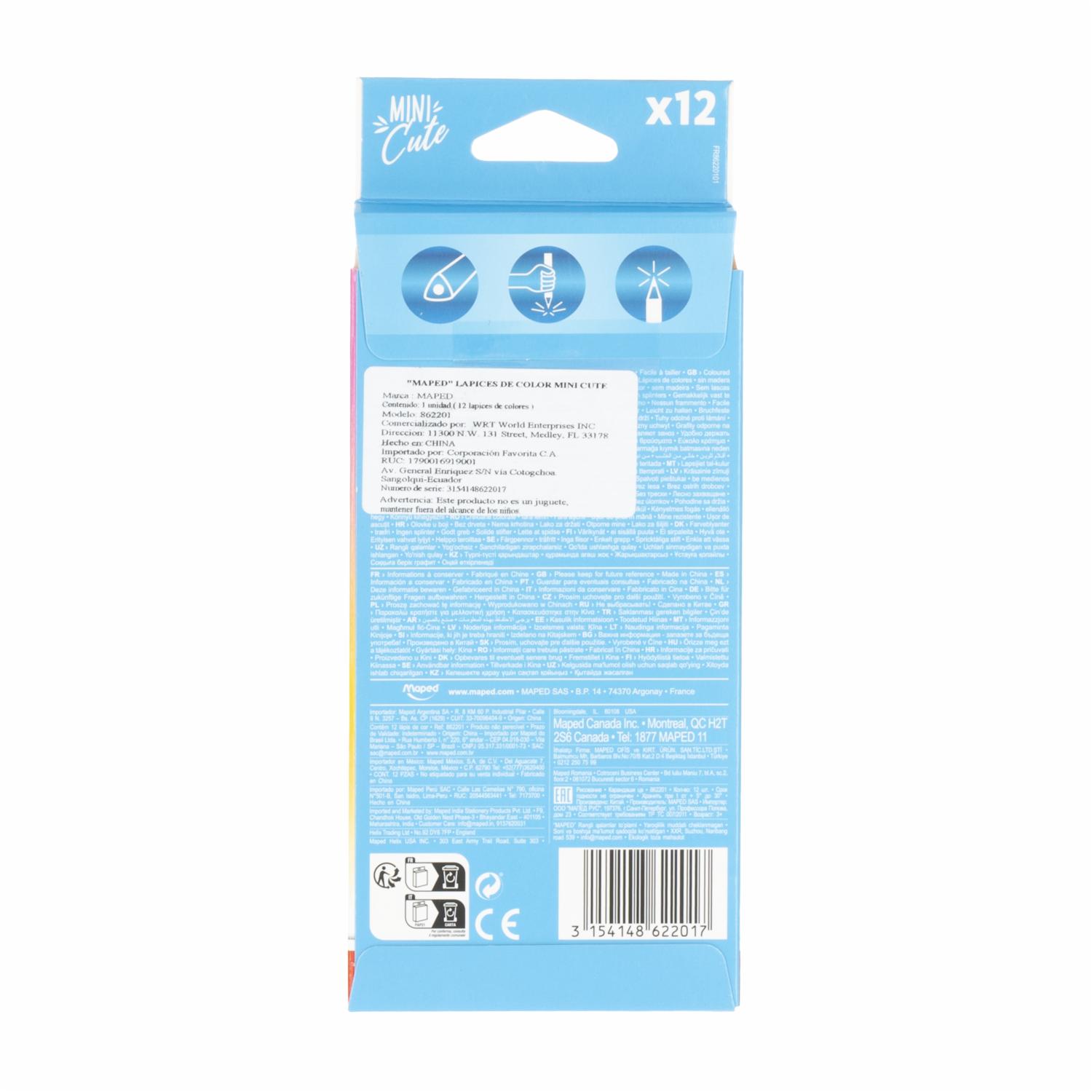 Lapices De Colores Mini Cute MAPED X 12 Uds - Imagen 2